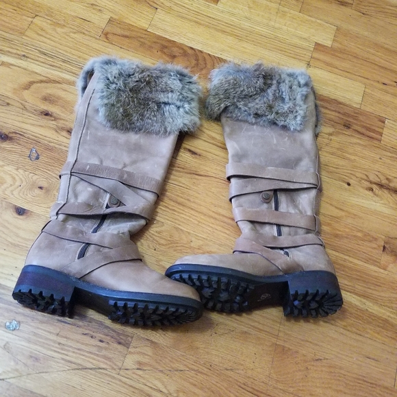 Fabianelli Tall Brown Leather Boots With Rarrit Fur Size 36 - Picture 7 of 11